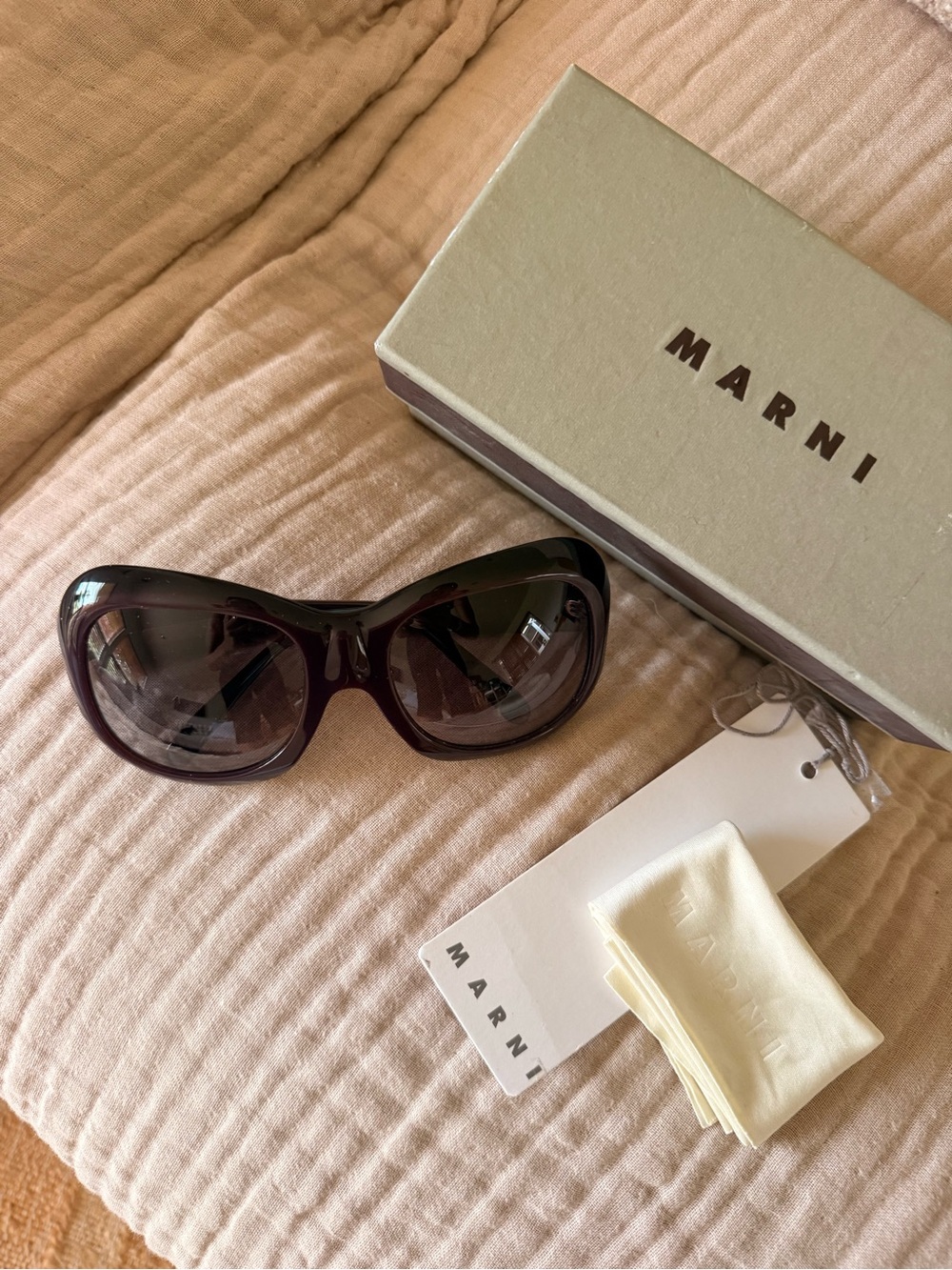 Marni Women's Maroon Oversized Sunglasses — trending, bubble bug eye